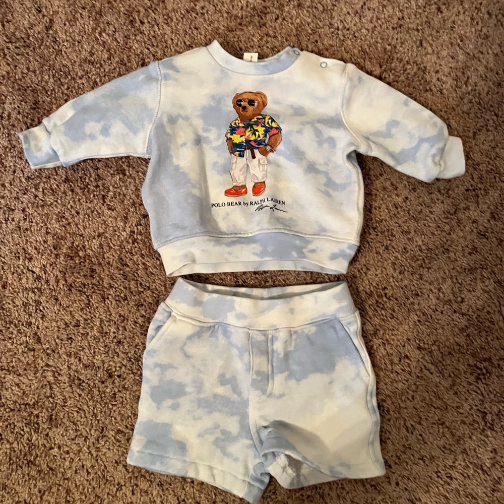 Ralph Lauren Baby Bear Sweatshirt and Shorts Set